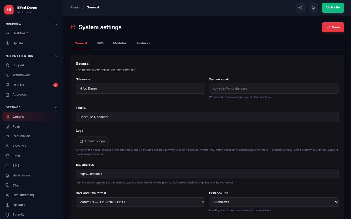General settings