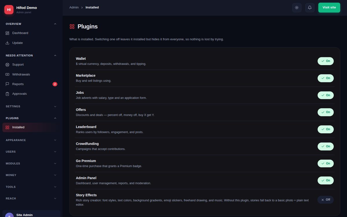Plugins page