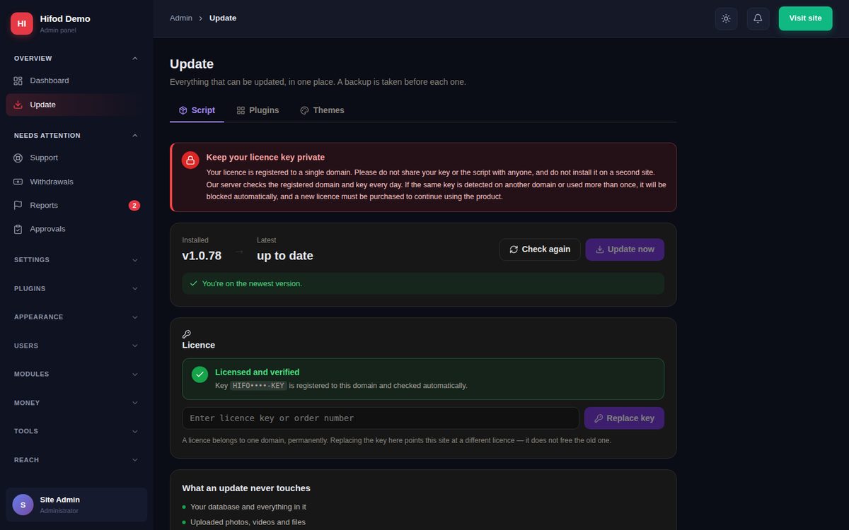 Update page
