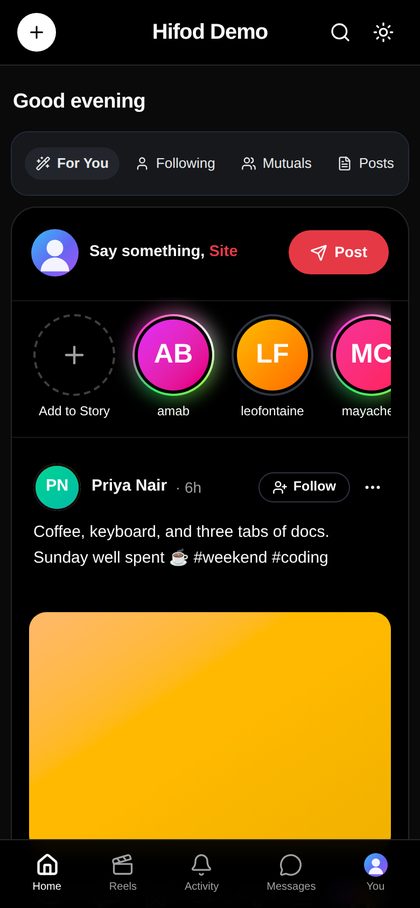 Feed on a phone